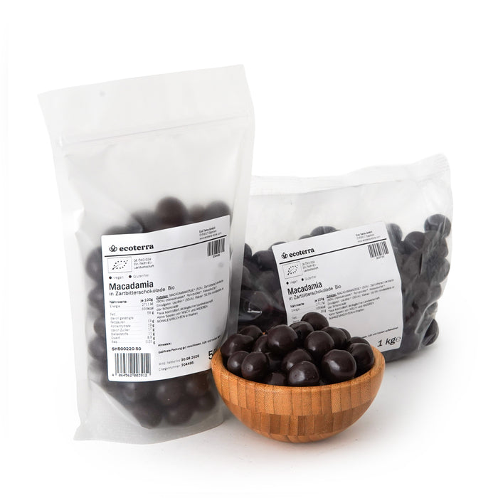 Bio Macadamia in Zartbitterschokolade | vegan | glutenfrei
