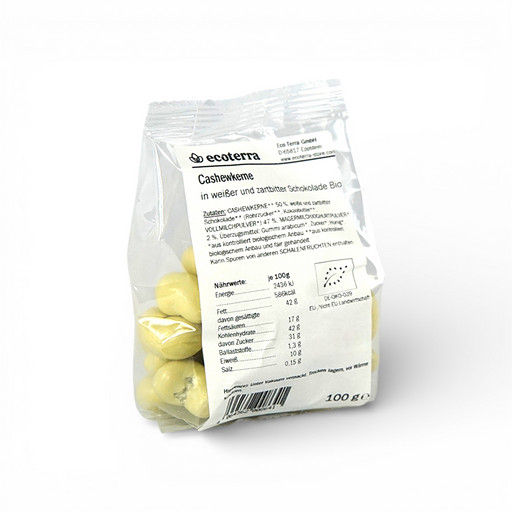 Bio Cashew umhüllt von weißer und Zartbitterschokolade - 100 g