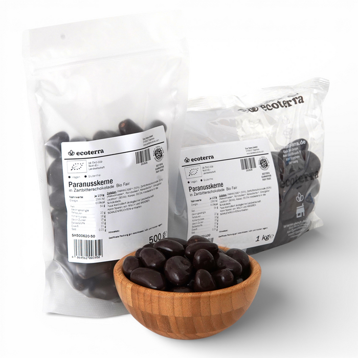 Bio Paranüsse in Zartbitterschokolade, fair gehandelt