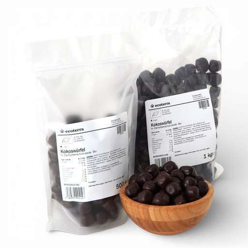 Bio Kokoswürfel in Zartbitterschokolade