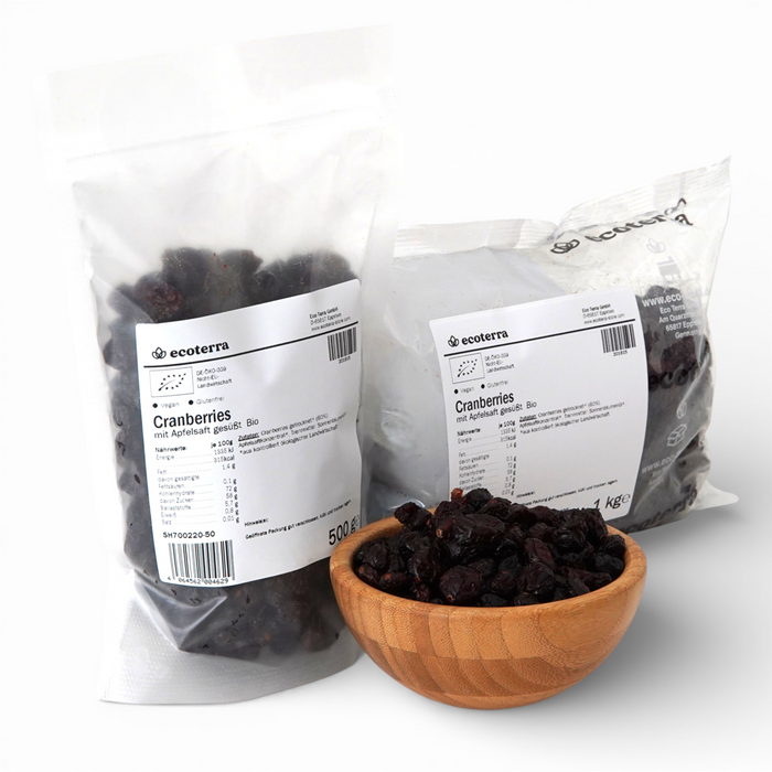 Bio Cranberries, getrocknet, mit Apfelsaft gesüßt